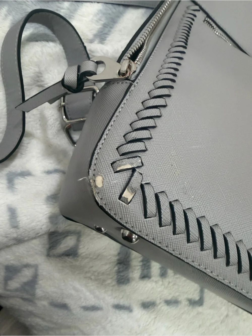 Calpak Gray Leather Laptop Backpack